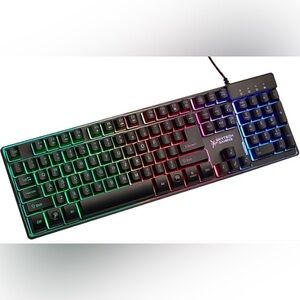 RGB Backlit Wired Gaming Keyboard - Black With Mouse